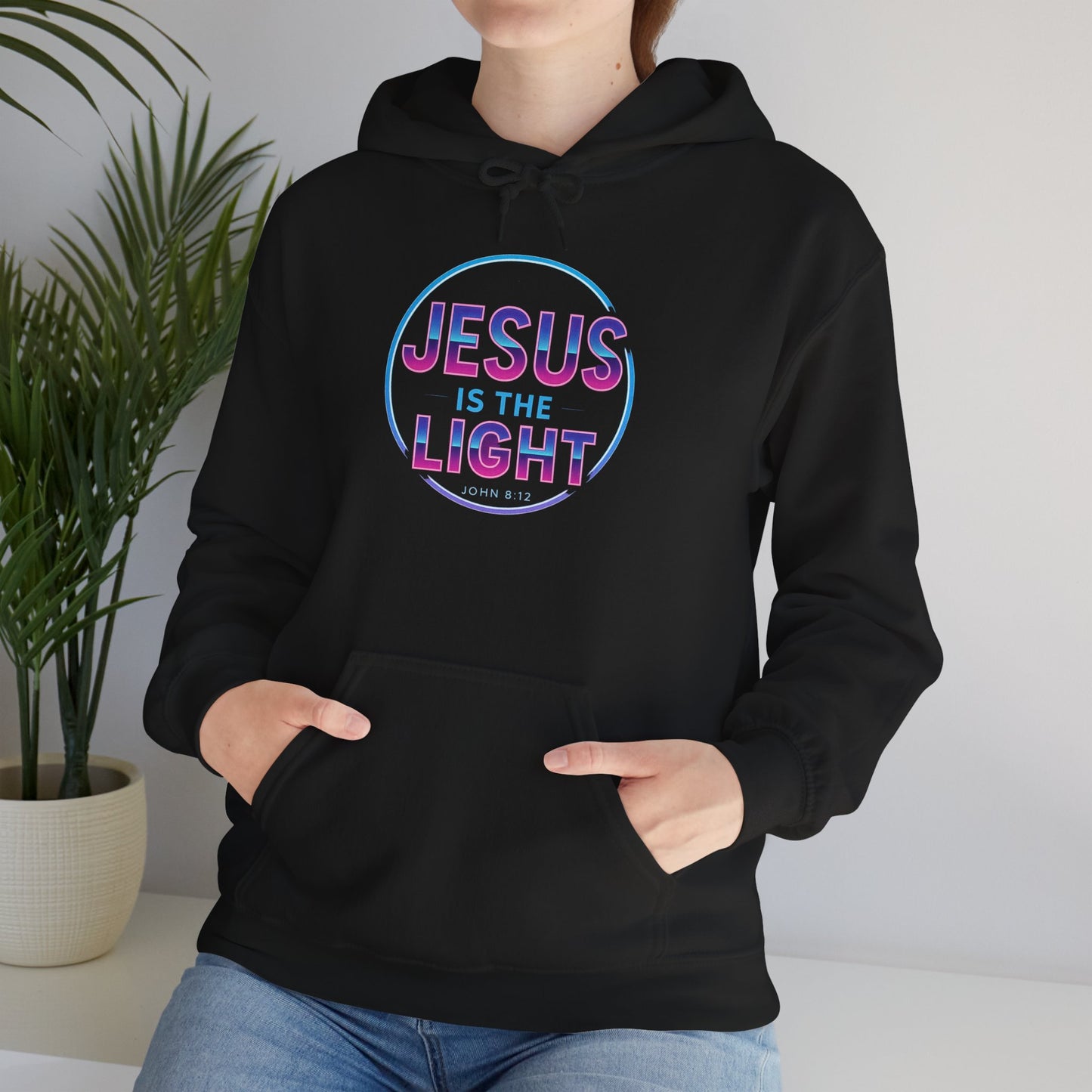 Unisex Hooded Sweatshirt - Inspirational "Jesus is the Light" Design, Faith Apparel, Cozy Church Wear, Gift for Believers, Religious Hoodie