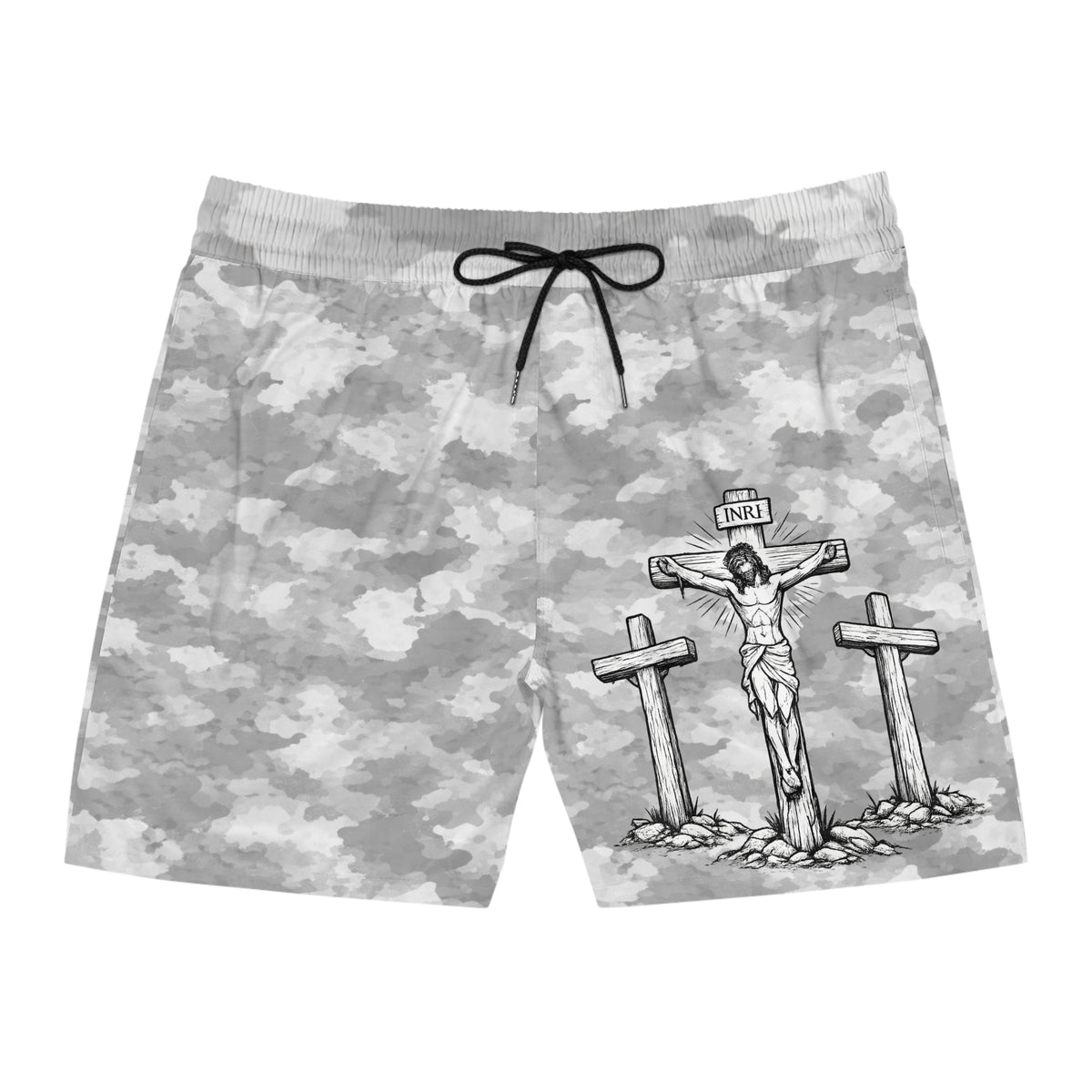 Grey Camo Kings Crown Swim Trunks