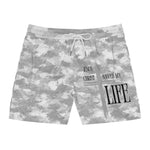 Grey Camo Jesus Christ Saved My Life Swim Trunks