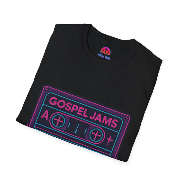 Retro Gospel Jams T-Shirt, 80s Style Tee, Music Lover Gift, Play Pray Repeat Shirt, Unisex Casual Wear