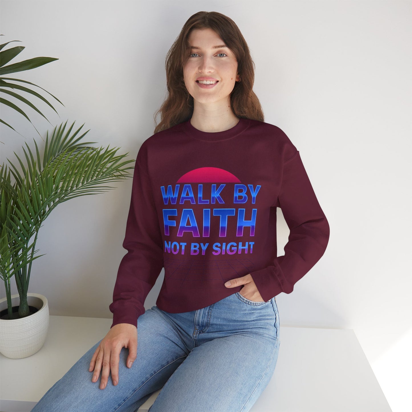 Faith-Inspired Crewneck Sweatshirt for Comfort & Style | Walk by Faith Gift, Unisex Apparel, Cozy Sweatshirt, Inspirational Fashion