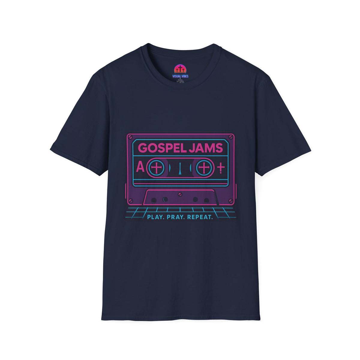 Retro Gospel Jams T-Shirt, 80s Style Tee, Music Lover Gift, Play Pray Repeat Shirt, Unisex Casual Wear