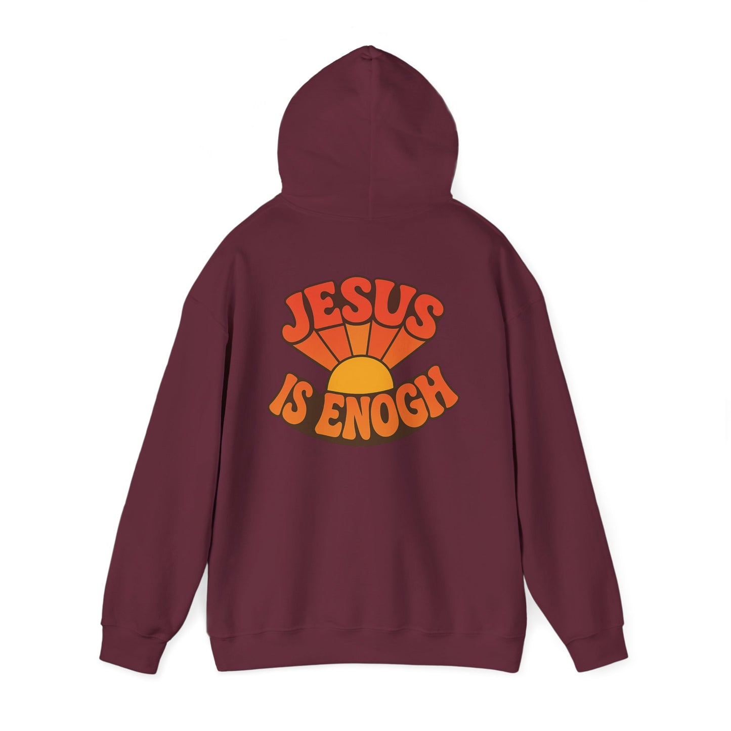 Retro Jesus Is Enough Hooded Sweatshirt, Unisex Hoodie, Faith-Based Apparel, Cozy Winter Wear, Gift for Christians