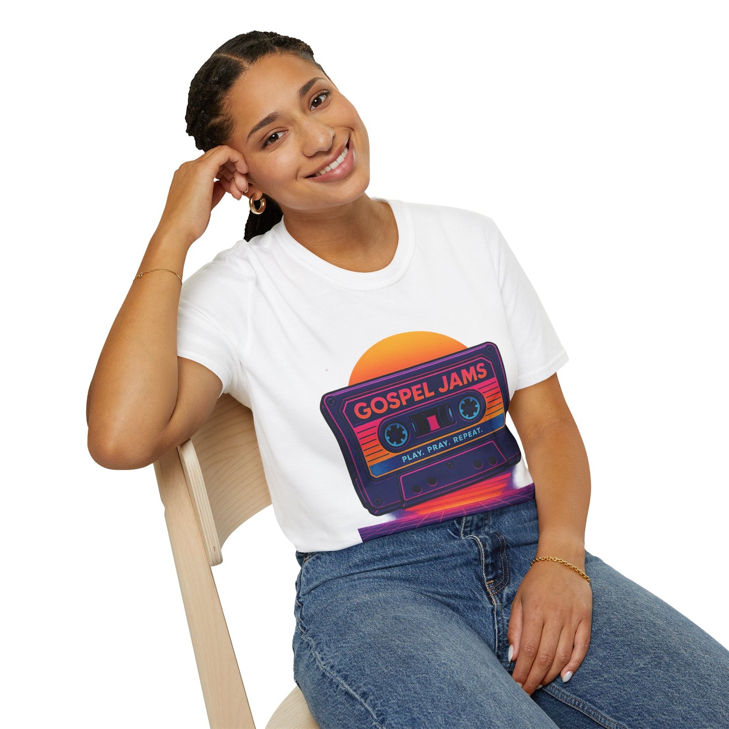 Retro Gospel Jams T-Shirt | Vintage Music Tee, Unisex Gift, 80s Nostalgia, Classic Style, Play Repeat Shirt