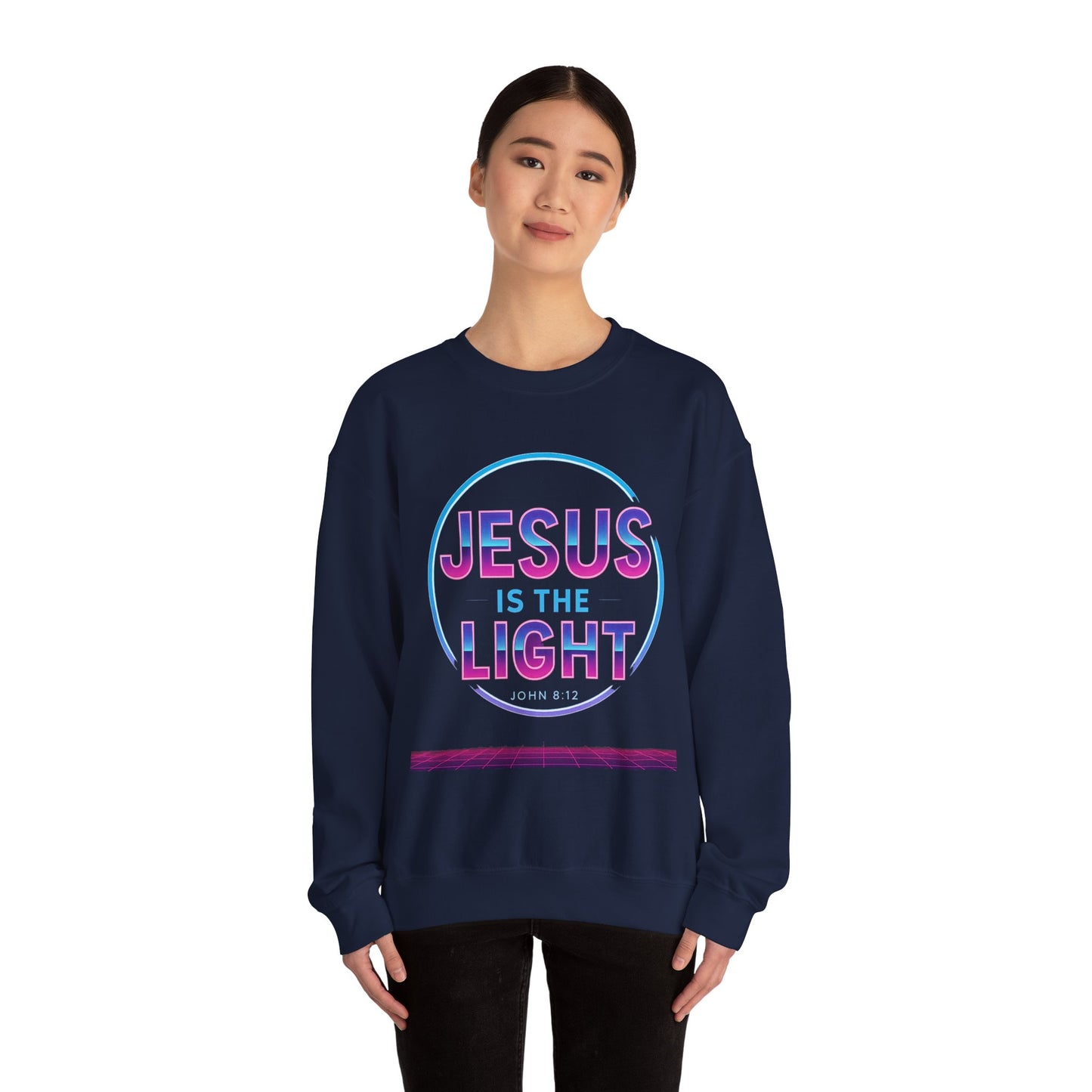 Inspirational Crewneck Sweatshirt - Jesus is the Light, Faith Apparel, Christian Gift, Cozy Everyday Wear, Religious Hoodie, Winter Warmth