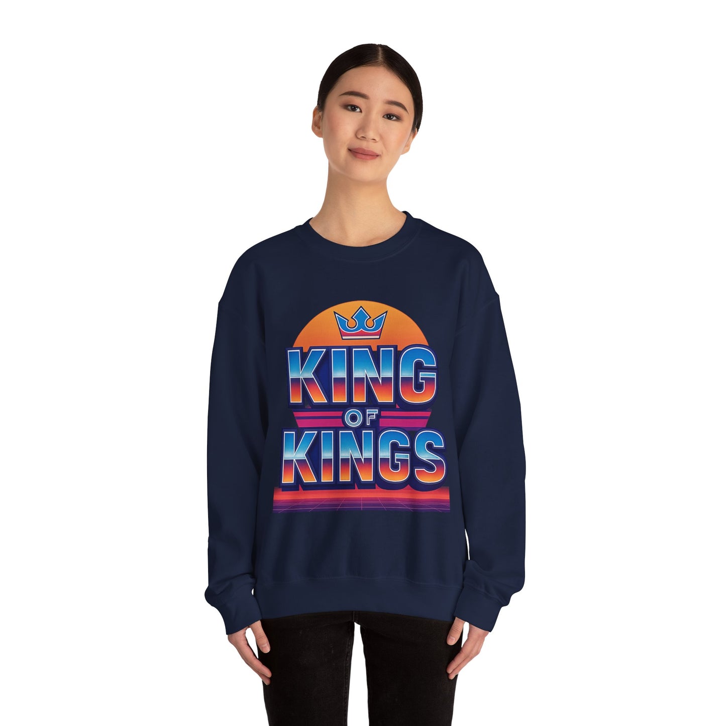 Retro King of Kings Sweatshirt, Cozy Crewneck, Unisex Apparel, Inspirational Gift, Perfect for Holidays, Trendy Streetwear