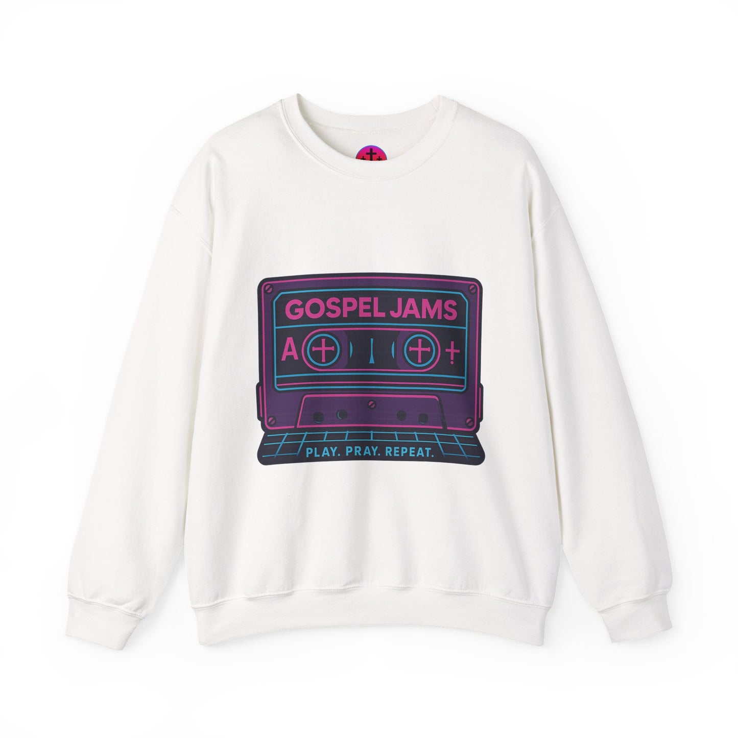 Retro Gospel Jams Crewneck Sweatshirt, Cozy Music Sweatshirt, Gift for Music Lovers, Play Pray Repeat Apparel, Unisex Casual Wear