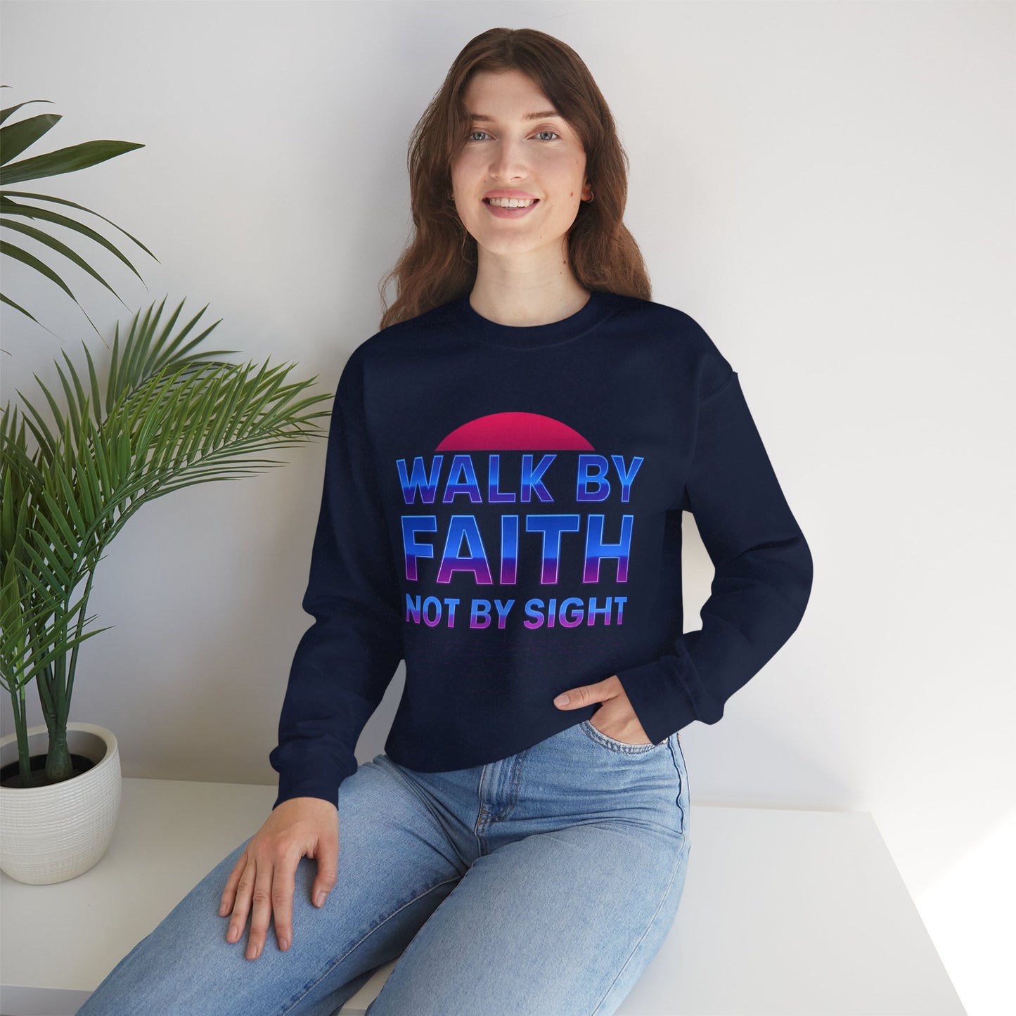 Faith-Inspired Crewneck Sweatshirt for Comfort & Style | Walk by Faith Gift, Unisex Apparel, Cozy Sweatshirt, Inspirational Fashion
