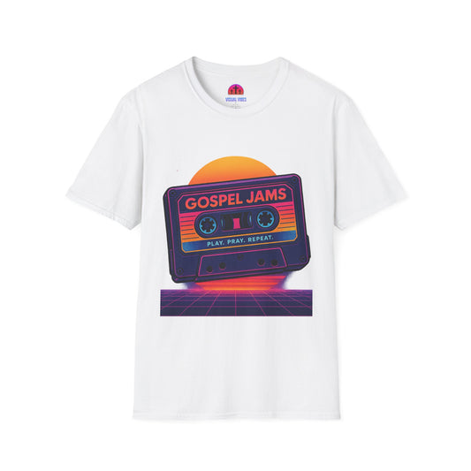 Retro Gospel Jams T-Shirt | Vintage Music Tee, Unisex Gift, 80s Nostalgia, Classic Style, Play Repeat Shirt