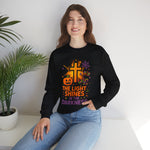Faith-Inspired Halloween Sweatshirt, Unisex Crewneck, Cozy Fall Fashion, Christian Gift, Halloween Celebration, Light in Darkness
