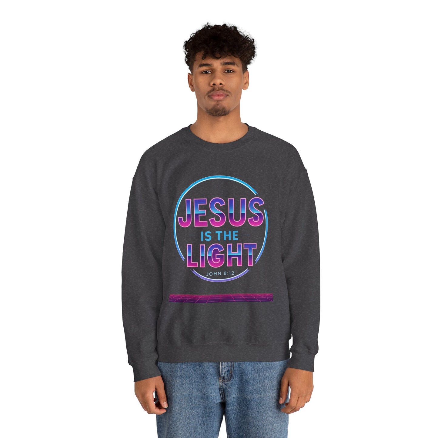 Inspirational Crewneck Sweatshirt - Jesus is the Light, Faith Apparel, Christian Gift, Cozy Everyday Wear, Religious Hoodie, Winter Warmth