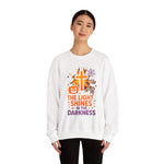 Faith-Inspired Halloween Sweatshirt, Unisex Crewneck, Cozy Fall Fashion, Christian Gift, Halloween Celebration, Light in Darkness