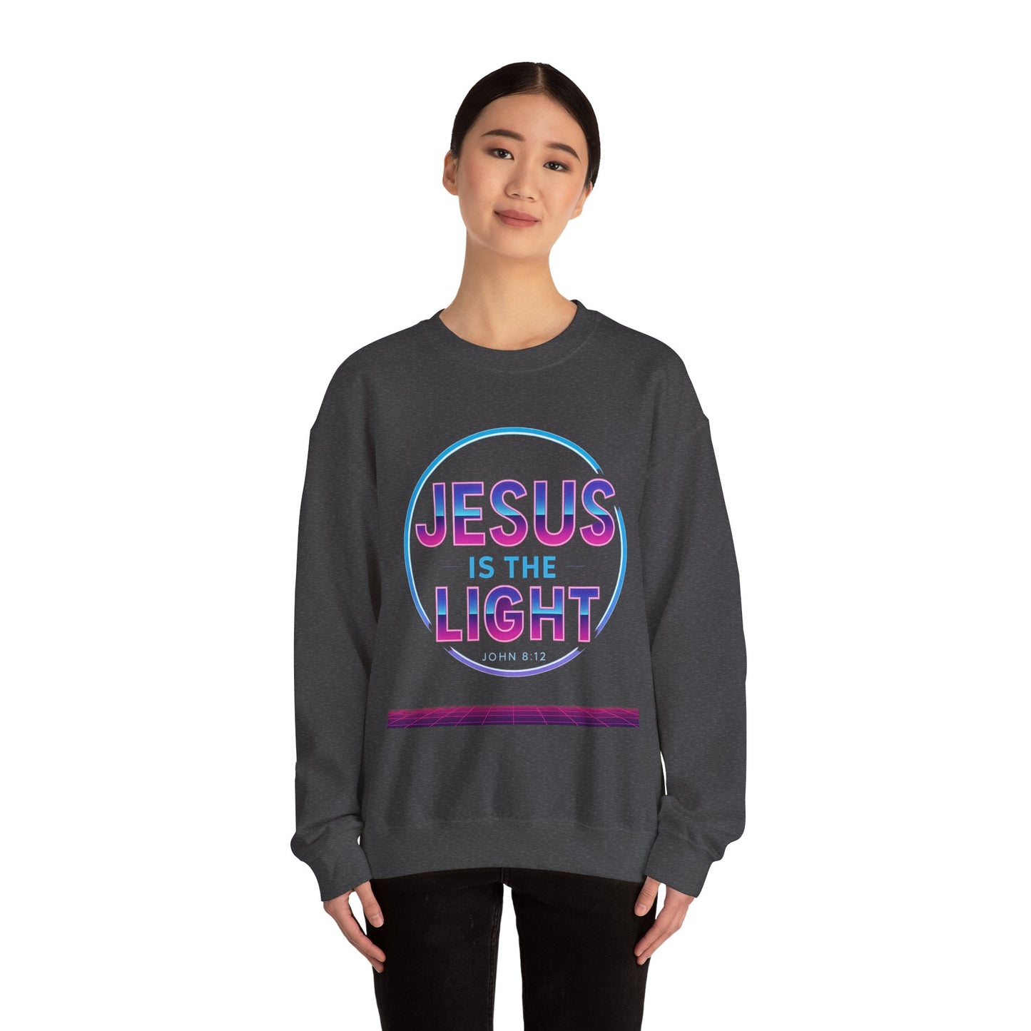 Inspirational Crewneck Sweatshirt - Jesus is the Light, Faith Apparel, Christian Gift, Cozy Everyday Wear, Religious Hoodie, Winter Warmth