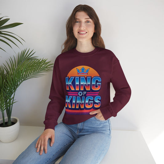 Retro King of Kings Sweatshirt, Cozy Crewneck, Unisex Apparel, Inspirational Gift, Perfect for Holidays, Trendy Streetwear