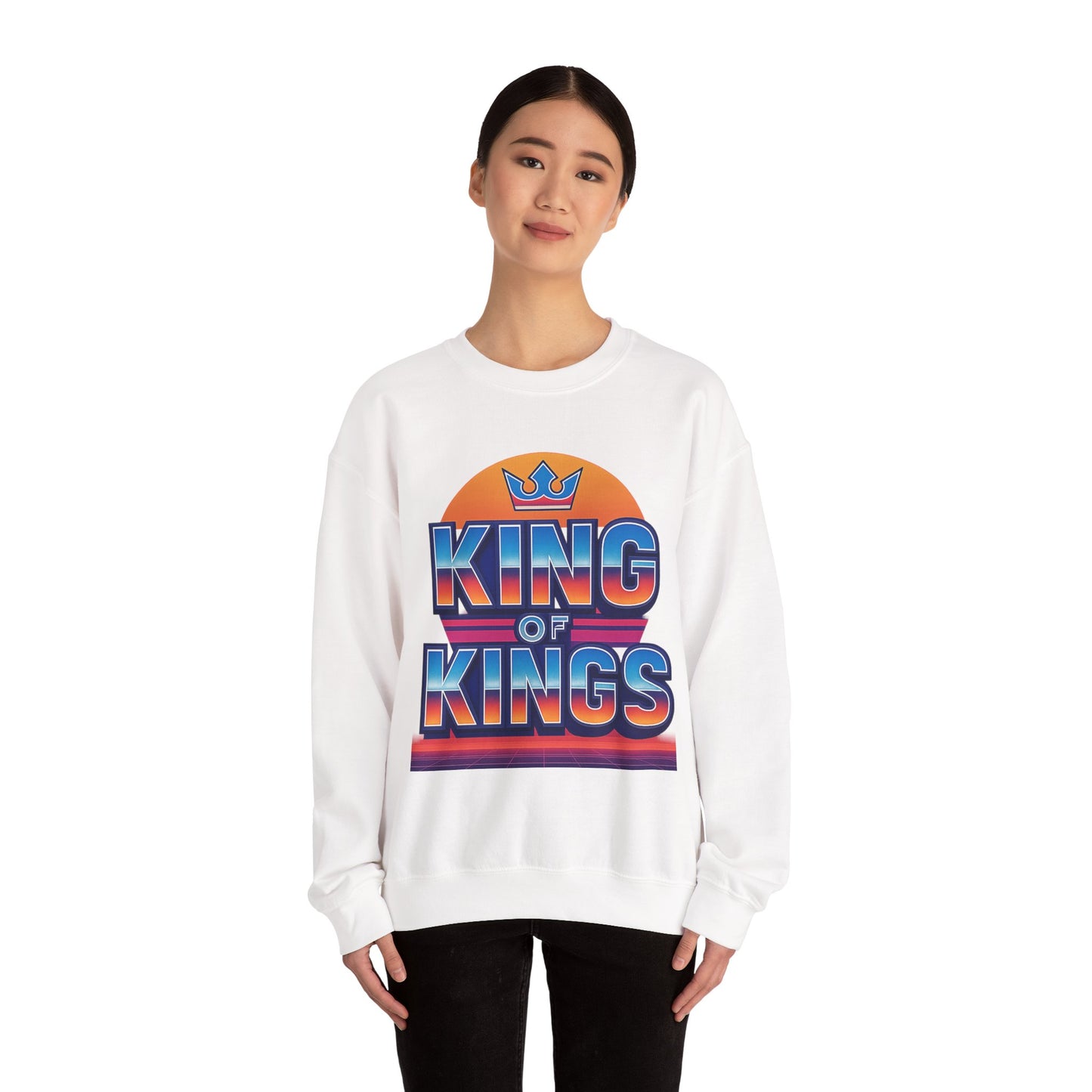 Retro King of Kings Sweatshirt, Cozy Crewneck, Unisex Apparel, Inspirational Gift, Perfect for Holidays, Trendy Streetwear