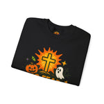 Halloween Inspirational Crewneck Sweatshirt, Unisex Sweatshirt, Fall Fashion, Cozy Gift, Spooky Season Apparel, Faith and Love Sweatshirt