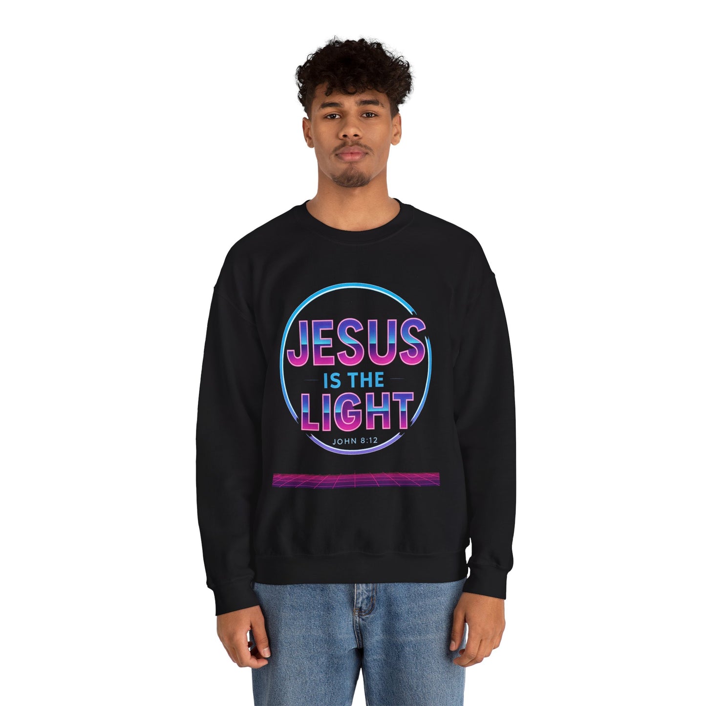 Inspirational Crewneck Sweatshirt - Jesus is the Light, Faith Apparel, Christian Gift, Cozy Everyday Wear, Religious Hoodie, Winter Warmth