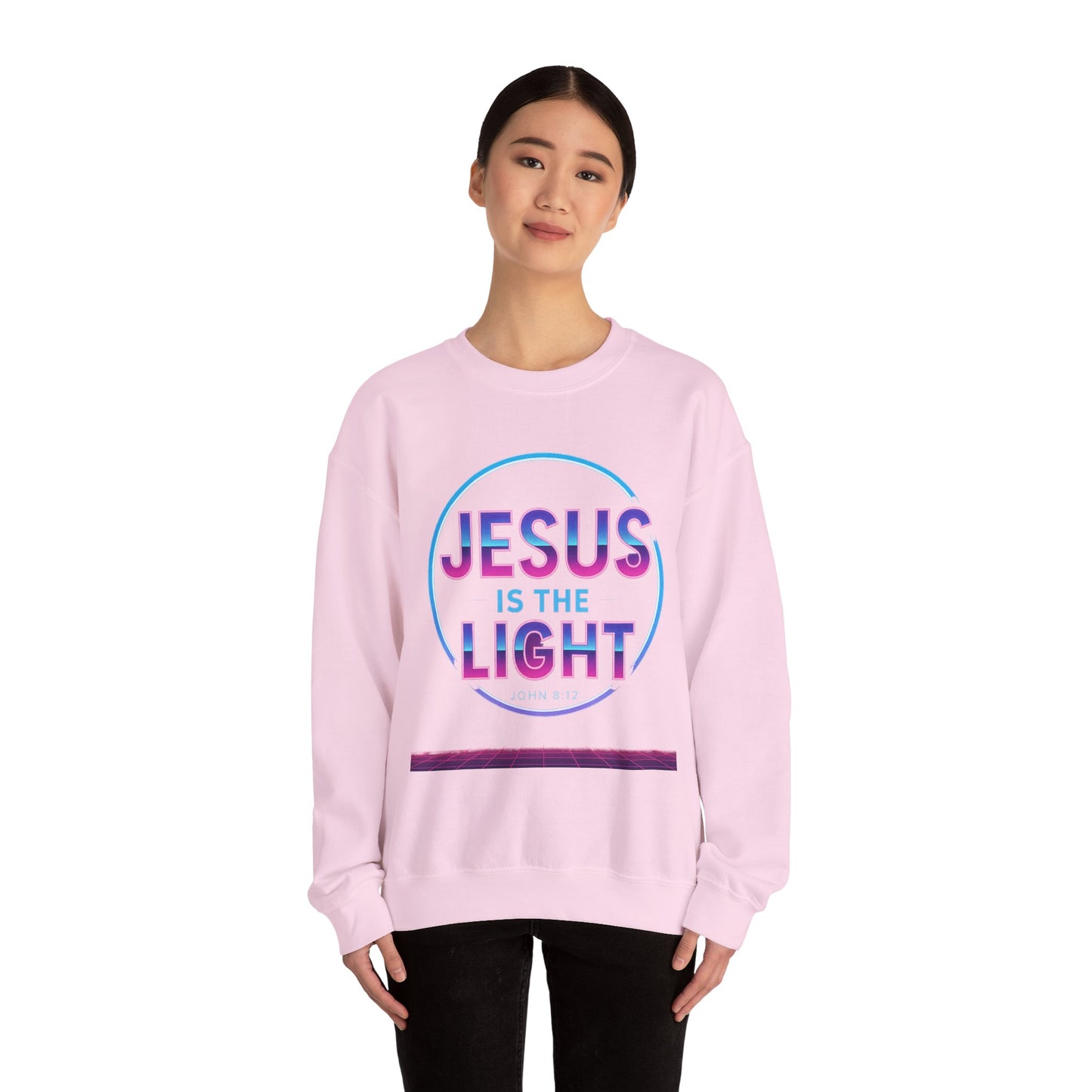 Inspirational Crewneck Sweatshirt - Jesus is the Light, Faith Apparel, Christian Gift, Cozy Everyday Wear, Religious Hoodie, Winter Warmth