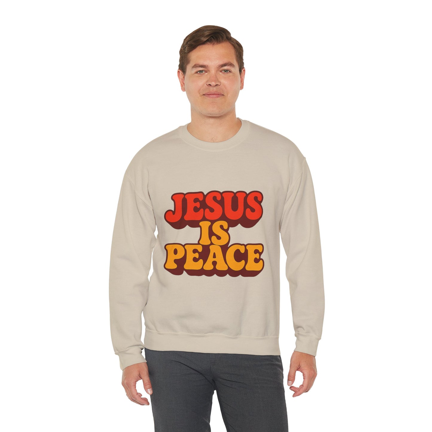 Jesus is Peace Crewneck Sweatshirt, Comfortable Unisex Pullover, Faith-Based Gift, Cozy Casual Wear, Perfect for Church or Family Gatherings